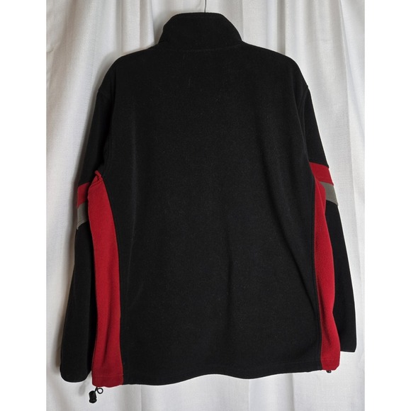 EAGLE CANYON Men's Full Zipper Fleece Jacket Retro Colorblock Black Red Size XL - Picture 3 of 10